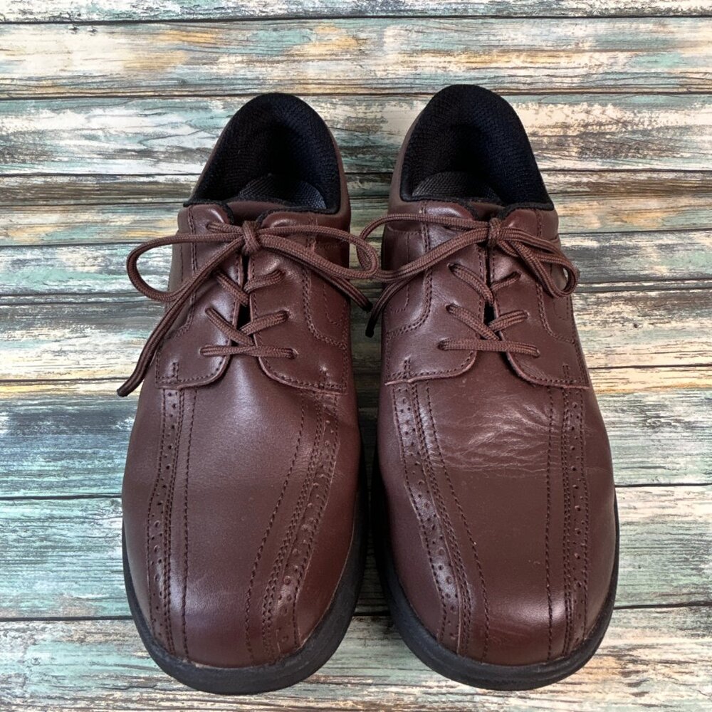 Orthofeet Gramercy Mens Oxford Shoes Size 11.5D Brown Leather Brogue Orthotics